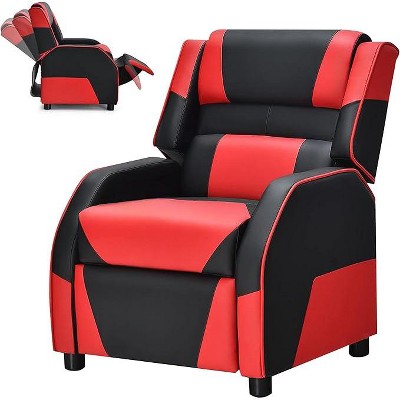 Costzon Kids Recliner, Gaming Chair with Footrest, Headrest & Lumbar Support, Leather Lounge for Living Room, Racing Sofa for Boys & Girls (Red)