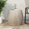 Okak 20" Modern LightWeight Concrete Outdoor Side Table Geometric Indoor End Tables, Decorative Garden Accent Table Stools for Yard Patio, Gray - 2 of 4
