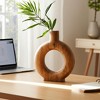Mango Wood Decorative Vase - Round Hollow Design - Rustic Minimalist Table Decor - Ideal for Living Room, Bedroom & Office - Brown - 2 of 4