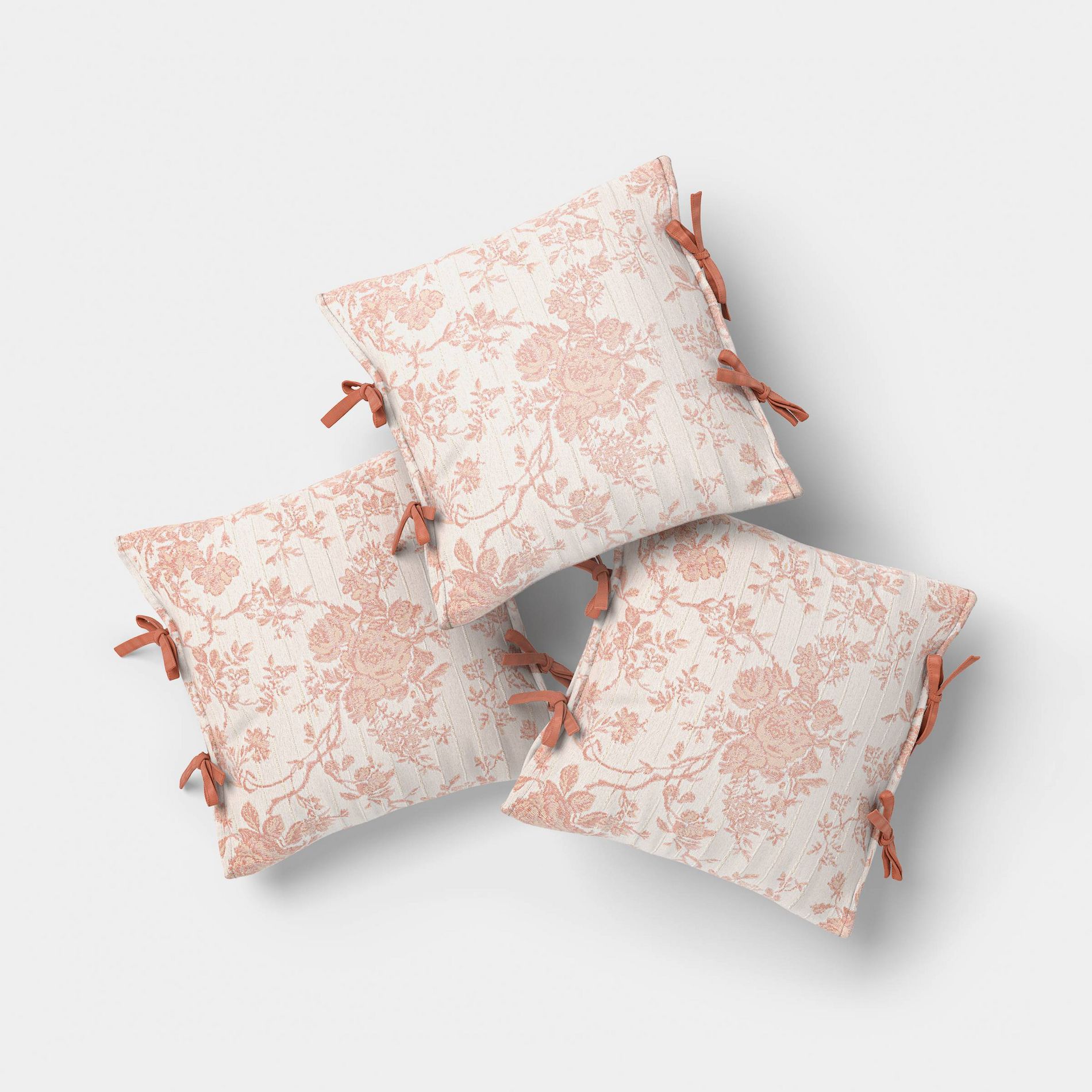 18"x18" Woven Stripe Side-Tie Outdoor Patio Throw Pillow Pink - Threshold™ designed with Studio McGee