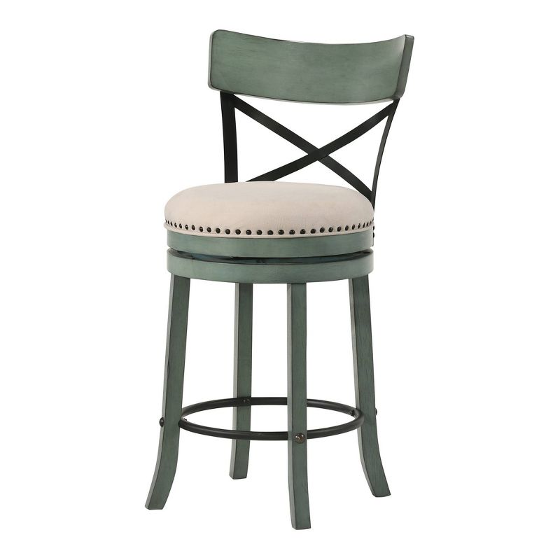 Set of 2 Lynick Cross Back Swivel Counter Height Barstools - HOMES: Inside + Out, 1 of 5