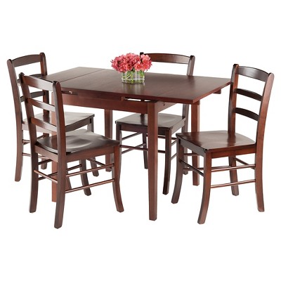Walnut 5-Piece Dining Set with Ladder Back Chairs