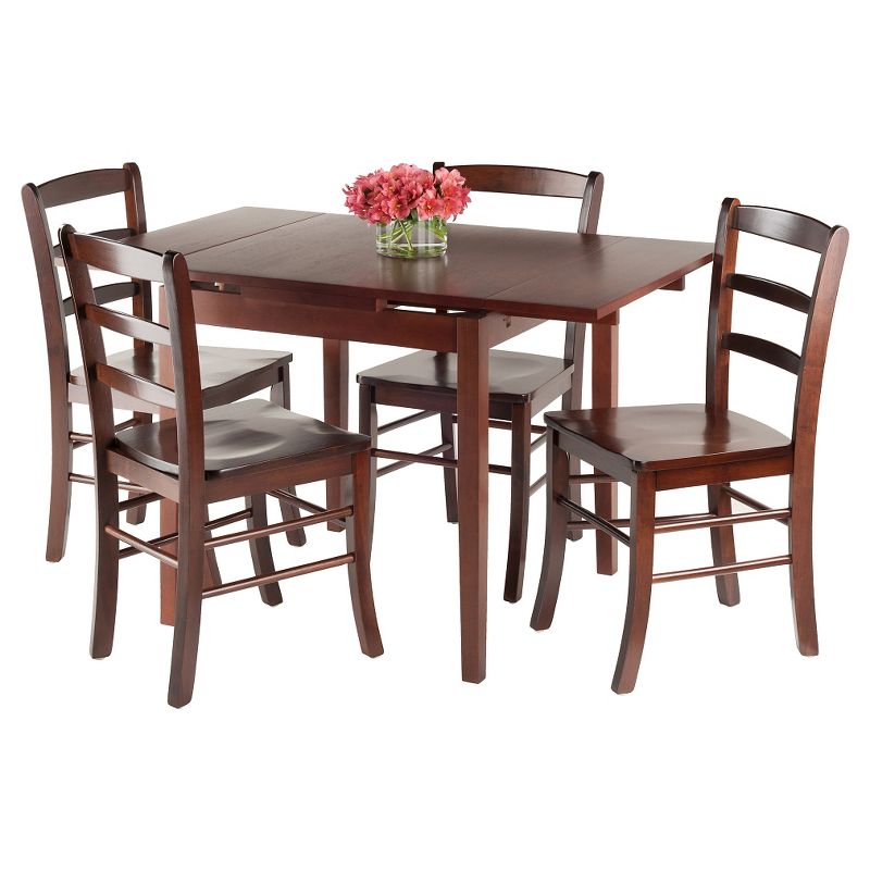 5pc Pulman Dining Set with Ladder Back Chairs Wood/Walnut - Winsome, 3 of 8