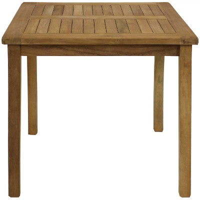 Sunnydaze Light Brown Teak Square Outdoor Dining Table