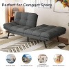Dyonery 71" Futon Sofa Bed, Cozy Convertible Loveseat Sleeper, Linen Fabric Couch with Adjustable Back & Arms for Living Room, Guest Room - Light Gray - 2 of 4