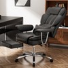 Hrinhom 30.3"W PU Executive Office Chair, High-Back Recliner with Footstool - 3 of 4
