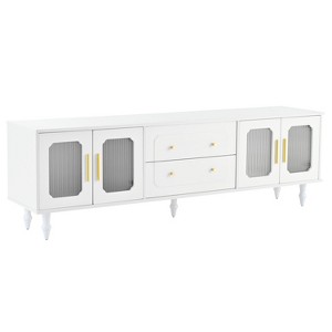 NicBex TV Stands for 75 inch TV,Retro Design Entertainment Center with 2 Cabinets and 2 Open Shelves,TV Console for Living Room, Bedroom, Home - 1 of 4