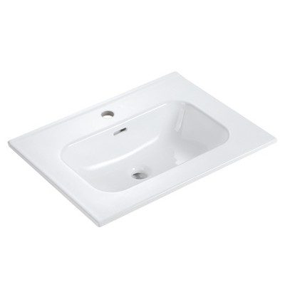 Vynxaria 24.01"L x 18.3"W Single-Hole Ceramic Bathroom Sink Vanity Top Basin Gloss White