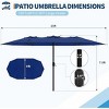 15FT Double Sided Rectangle Market Umbrella, Outdoor Large Patio Umbrella with Base, Double Topped Design for Poolside Lawn and Backyard - 2 of 4