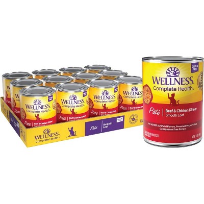 Wellness Complete Health Adult Beef & Chicken Formula Grain-Free Canned Cat Food - 12.5 oz, Case of 12