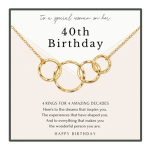 HOPE LOVE SHINE 40th Birthday Gift for Her – 4 Ring Gold Silver Necklace, Four Decades Jewelry for Women Milestone - 1 of 1