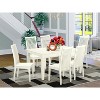 HomeStock 7-Piece Linen White Finish Solid Wood Top Dining Table with 6 Chairs - 2 of 4