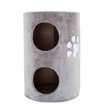 Pet Adobe Two-Story Cat Condo With Scratching Pad - Gray