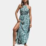Women's Leaf Halter Maxi Dress - Cupshe