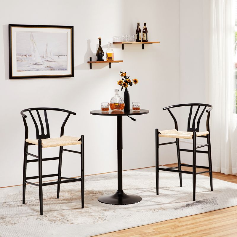 Yaheetech Set of 2 Mid-Century Modern Metal Bar Stool Dining Chair, Black, 2 of 8