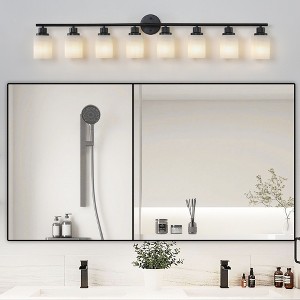 52" Modern 8-Light Vanity Bathroom Mirror Light,with Black Iron Frame,Contemporary Wall Sconce for Bedroom,Bathroom,Dressing Room (Bulb Not Included) - 1 of 4
