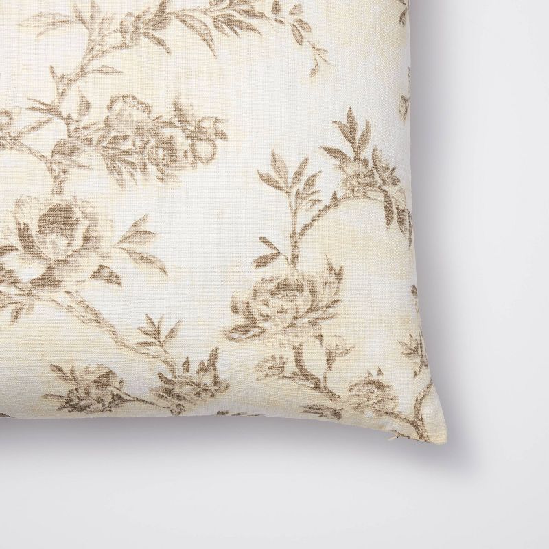 Euro Etched Neutral Floral Decorative Throw Pillow - Threshold&#8482; designed with Studio McGee, 3 of 10