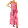 Women Summer Dress Square Neck Strappy Striped Backless Maxi Dress - 3 of 4