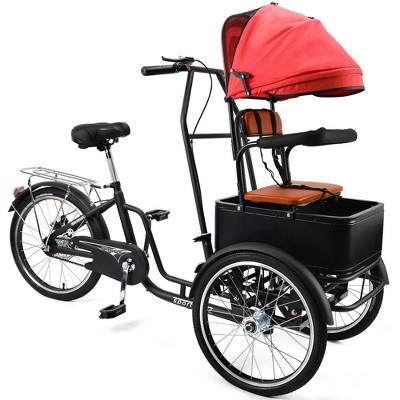 Topteng 20" Tricycle Shopping Three Wheel Bike with Children Seat & Basket