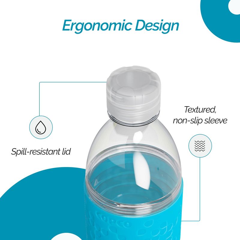 Copco Hydra Water Bottle 16.9 Ounce Non Slip Sleeve BPA Free Tritan Plastic Reusable, 3 of 8