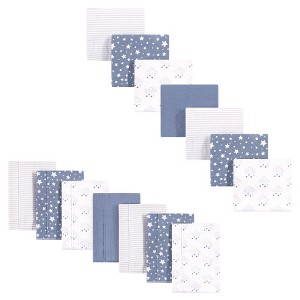 Hudson Baby Infant Boy Cotton Flannel Burp Cloths and Receiving Blankets, 14-Piece, Cloud Mobile Blue, One Size - 1 of 1