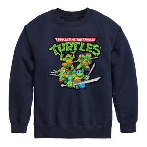 Boys' - Teenage Mutant Ninja Turtles - Gaming Group And Logo Graphic Long Sleeve Fleece Sweatshirt - 1 of 4