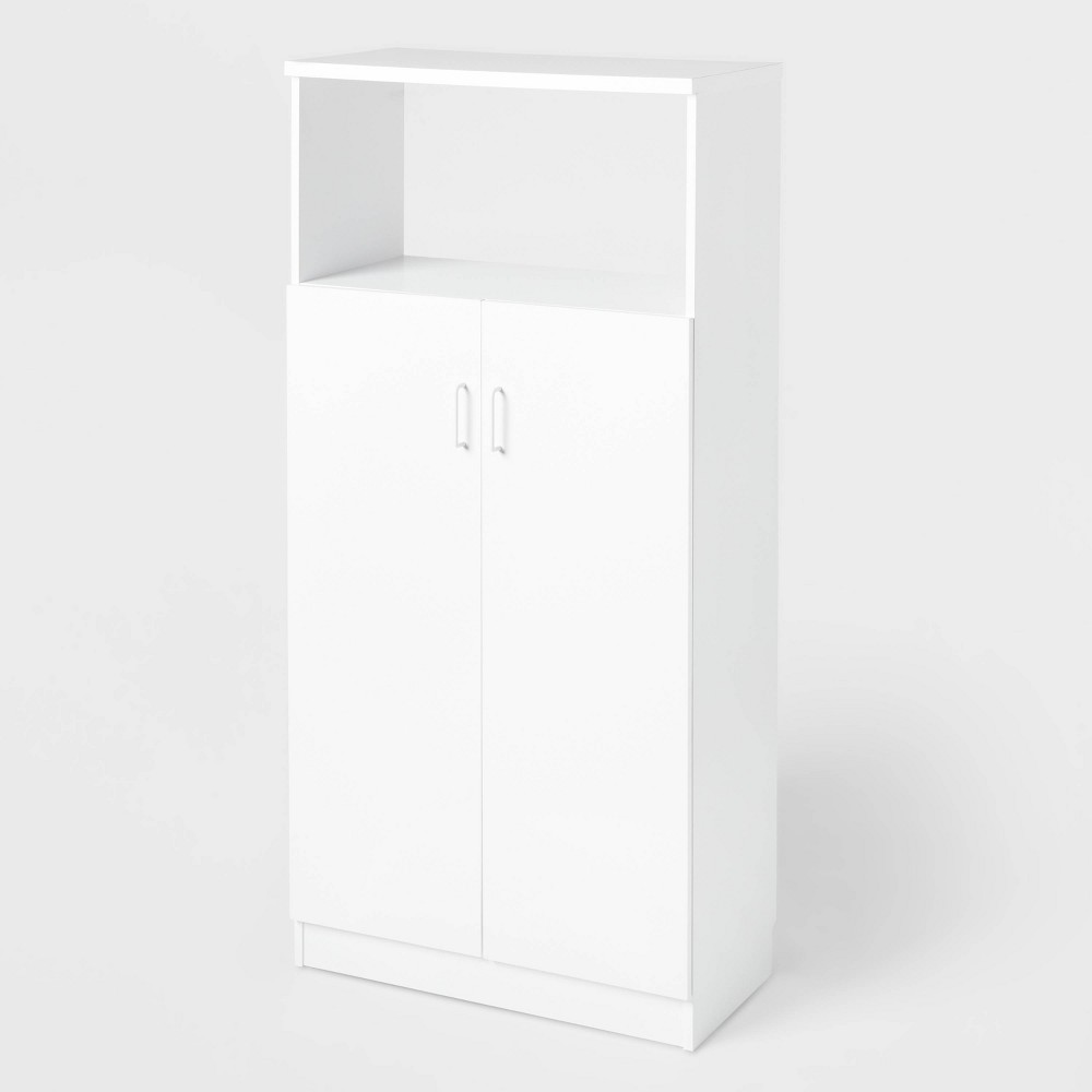 Large Storage Cabinet White - Brightroom™: Particle Board, 3 Shelves, Anti-Tip, Universal Storage, Meets ASTM Standards