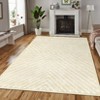 Washable Modern Stripe Rug Non Slip Low Pile Rug Soft Throw Floor Cover Foldable Indoor Carpet for Living Room Bedroom,Beige/10'x13' - 2 of 4