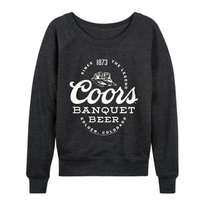 Women's - Coors - Banquet Beer Lightweight French Terry Wide Neck Long Sleeve Graphic Shirt - 1 of 4