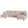 XIZZI 4-Piece Chenille Sofa Set with Large Chaise & Ottoman - Modern Sectional Sofa in White/Beige/Gray/Black, with Round/Square/Sloped Armrest - 3 of 4