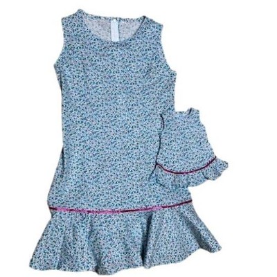 Doll Clothes Superstore Size 12 Matching Girl And Doll Blue Calico Flowers Dress