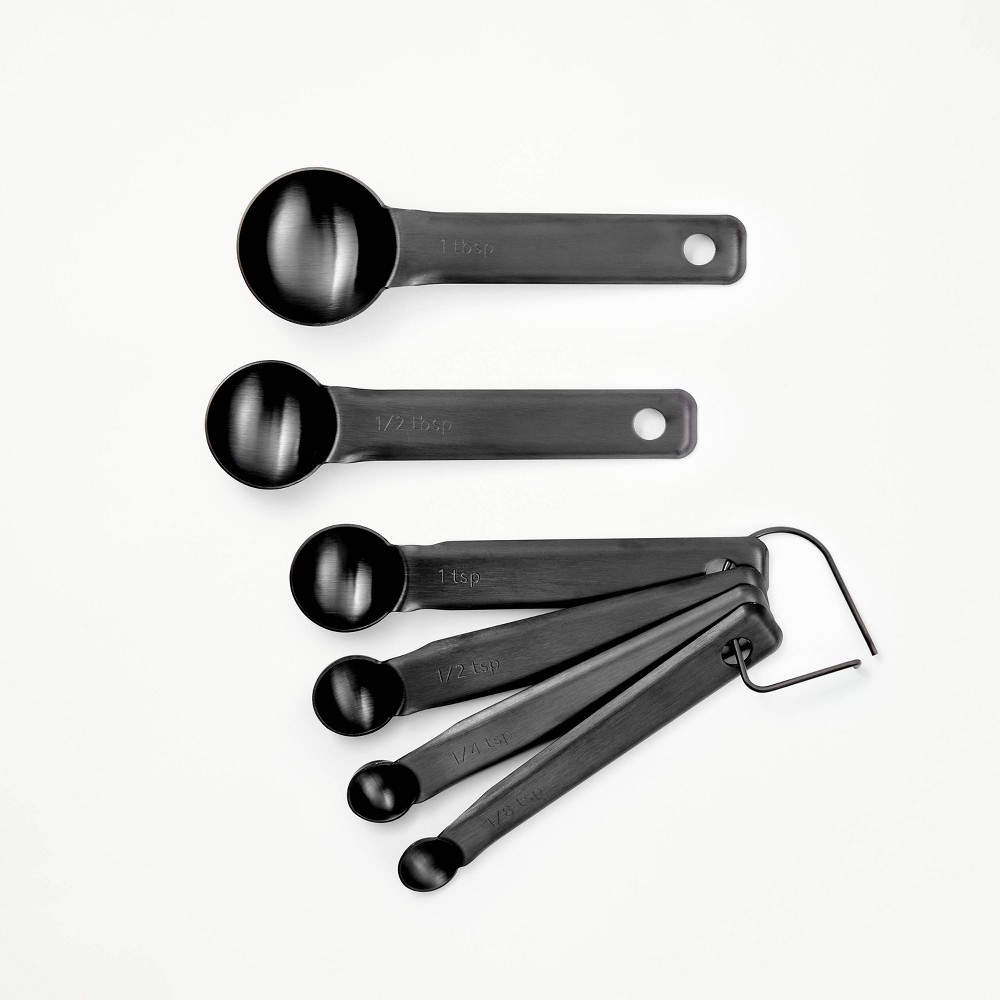 6pc Stainless Steel Measuring Spoons Matte Black - Figmintâ„¢