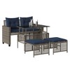 vidaXL Patio Sofa Set - Outdoor Furniture, 4 Piece, Gray Poly Rattan, Adjustable Table, Cushions, Glass Tabletop, Backyard, Terrace, Patio - 3 of 4