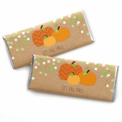 Big Dot of Happiness Pumpkin Patch - Candy Bar Wrappers Fall, Halloween or Thanksgiving Party Favors - Set of 24