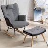 35.5-inch rocking chair, cotton and linen cushioned gliding chair with high backrest armrests, living room and bedroom - 2 of 4