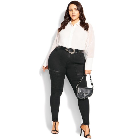 Pieces Curve Peggy High Waisted Flare Jeans In Black