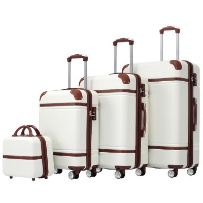 4 Piece ABS Luggage Set with Spinner Wheels TSA Lock and Travel Cosmetic Case Lightweight for Vacation - Cuddlewood