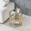 NicBex Stylish Double-Layer Metal Coffee Table with Tempered Glass Tabletop,Round End Table,Living Room Furniture - 2 of 4