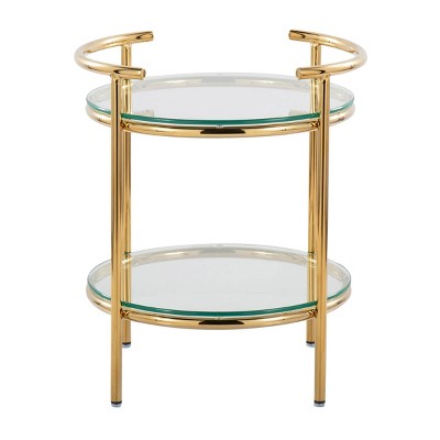 Rhonda Gold Metal and Clear Glass Round Side Table