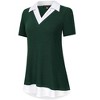 BLUEMING Womens Summer T-Shirts V Neck Faux Layering Shirts Color Block Polo Shirts Plaid Teacher Shirts - 3 of 3