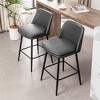 Kumasinova 26" Counter Height Bar Stools Set of 2, Mid-Century Modern 360° Swivel Bar Stools, Upholstered Counter Stools with Metal Legs & Footrest - 4 of 4