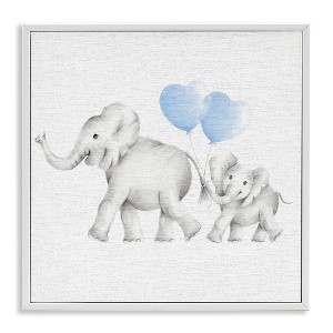 Stupell Industries Elephant Family with Blue Balloons, 24" x 24" - 1 of 4