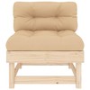 vidaXL Solid Pinewood Middle Sofa - Comfortable Outdoor Seating with Untreated Wood Frame and Beige Cushions - Modular Garden Furniture - 3 of 4