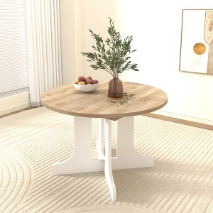 Vynxaria Expandable Dining Tables - White Oval Top with X-Shaped Base - 1 of 4