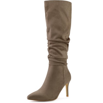 Allegra K Women's Pointed Toe Stiletto Heel Knee High Boots