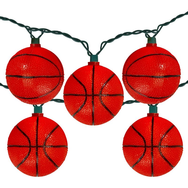 Kurt S. Adler 10ct Basketball Sport Christmas Novelty Light Set - 11.5 ft Green Wire, 1 of 4