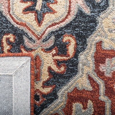 Heritage 6' Square Hand-Tufted Wool Area Rug in Red and Black