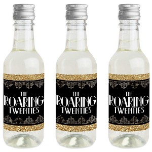 Big Dot of Happiness Roaring 20's - Mini Wine and Champagne Bottle Label Stickers - 1920s Art Deco Jazz Party Favor Gift for Women and Men - Set of 16 - 1 of 4