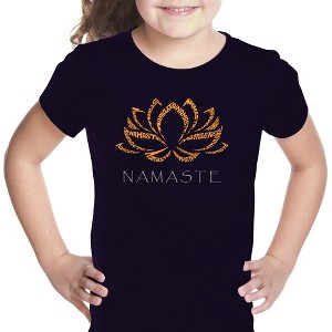 LA Pop Art Girl's Word Art T-shirt - Namaste - 1 of 4