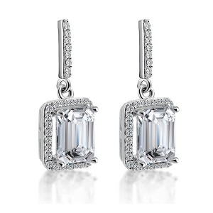 Dorian Drop Dangle Halo Emerald Cz Sterling Silver Womens Ginger Lyne Collection - 1 of 4